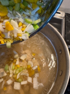 adding vegetables