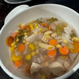vegetable soup served