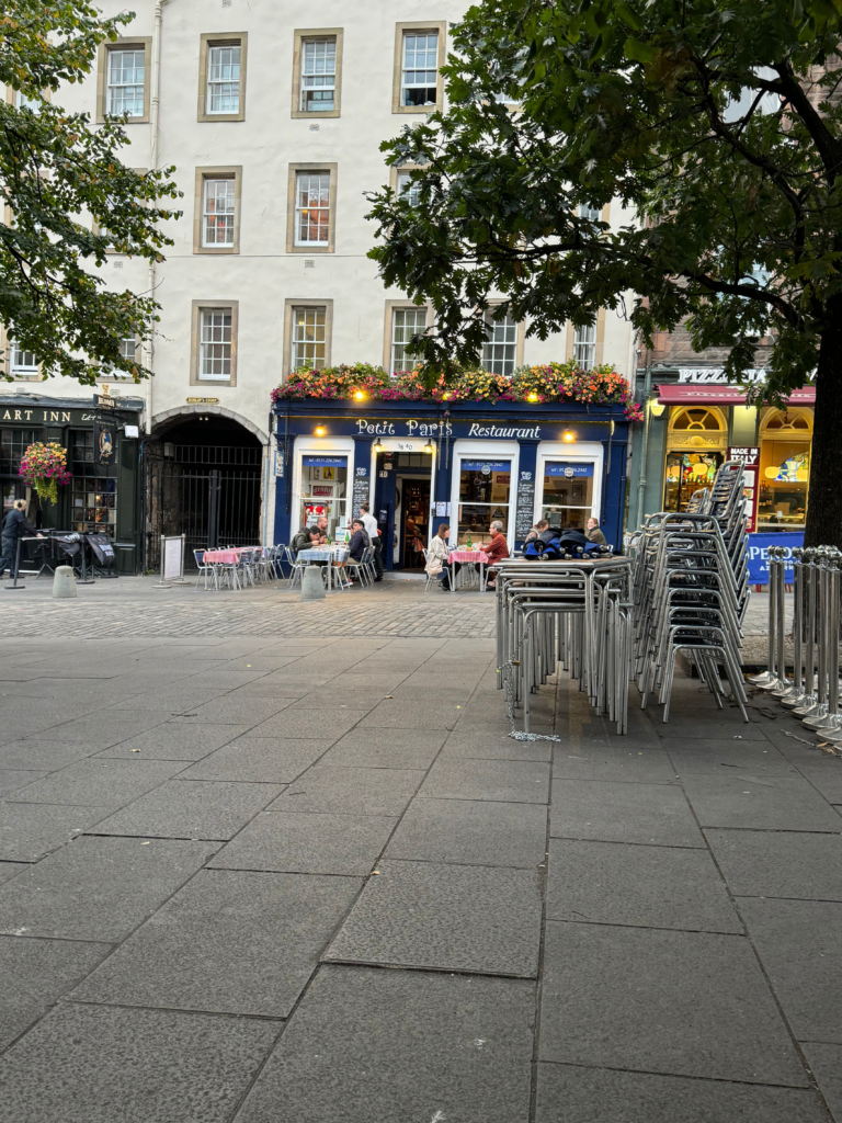 Grassmarket Edinburgh Scotland with cozy cafés