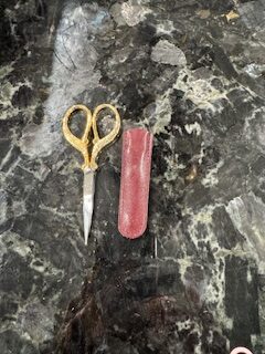 crochet tool scissors for cutting yarn in kitchen project