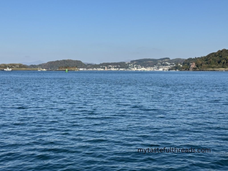 View of Oban Scotland from Isle of Kerrera ferry crossing